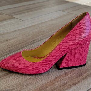 Charlotte Olympia Pink Leather Pointed Chunky Heel Shoes Eur. 35